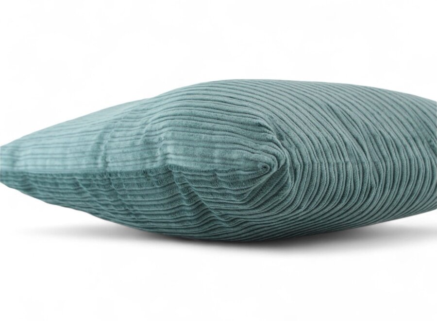 Oud groen sierkussen 45x45 cm in luxe ribcord van 100% katoen | saliegroen en muted green kussen voor bank en interieur
