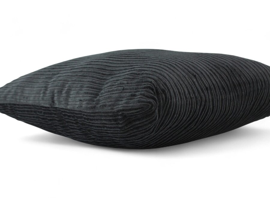 Zwart sierkussen 45x45 cm in luxe ribcord van 100% katoen | stijlvol, slijtvast en wasbaar kussen voor bank en interieur