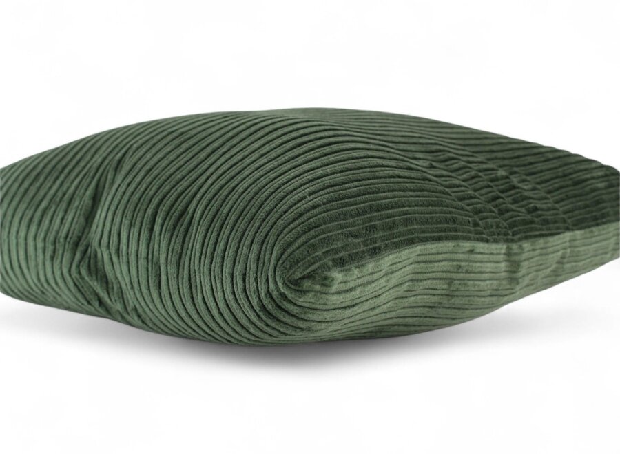Donkergroen sierkussen 45x45 cm | hunting kleur | 100% katoen double ribcord stof | stijlvol en duurzaam woonkussen voor bank en interieur