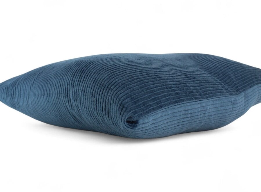 Petrol sierkussen 45x45 cm ribcord katoen | Blauw corduroy kussen voor bank en fauteuil