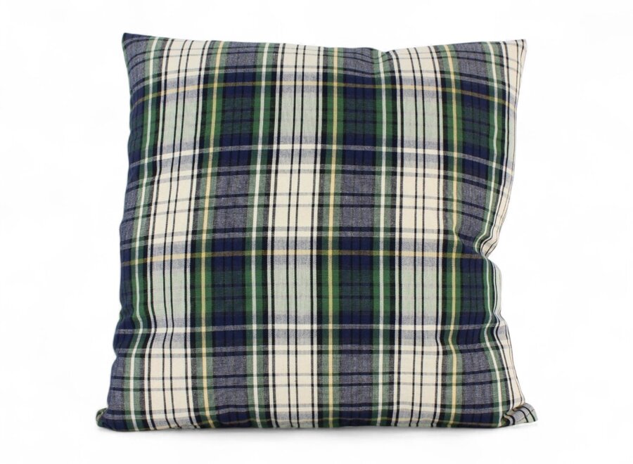 Tartan Sierkussen 45x45 cm | Geweven Schotse Ruit in Groen en Blauw | Dog’s Companion