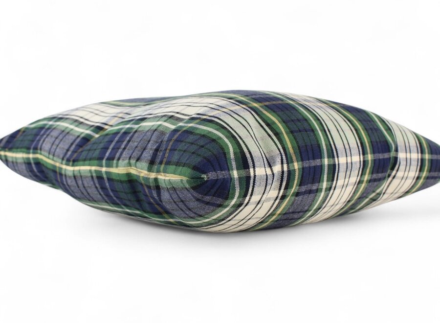 Tartan Sierkussen 45x45 cm | Geweven Schotse Ruit in Groen en Blauw | Dog’s Companion