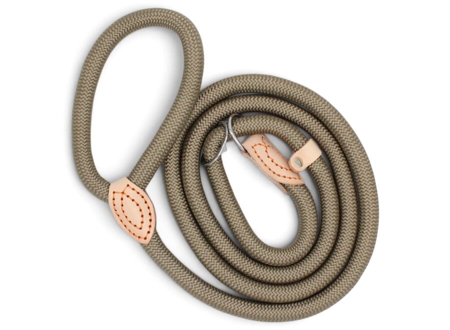 Nylon Retrieverlijn voor Honden | Rond Gevlochten Hondenlijn met Verstelbare Leren Stop | 1,5 of 1,8 meter | 14 of 16 mm | 7 Kleuren