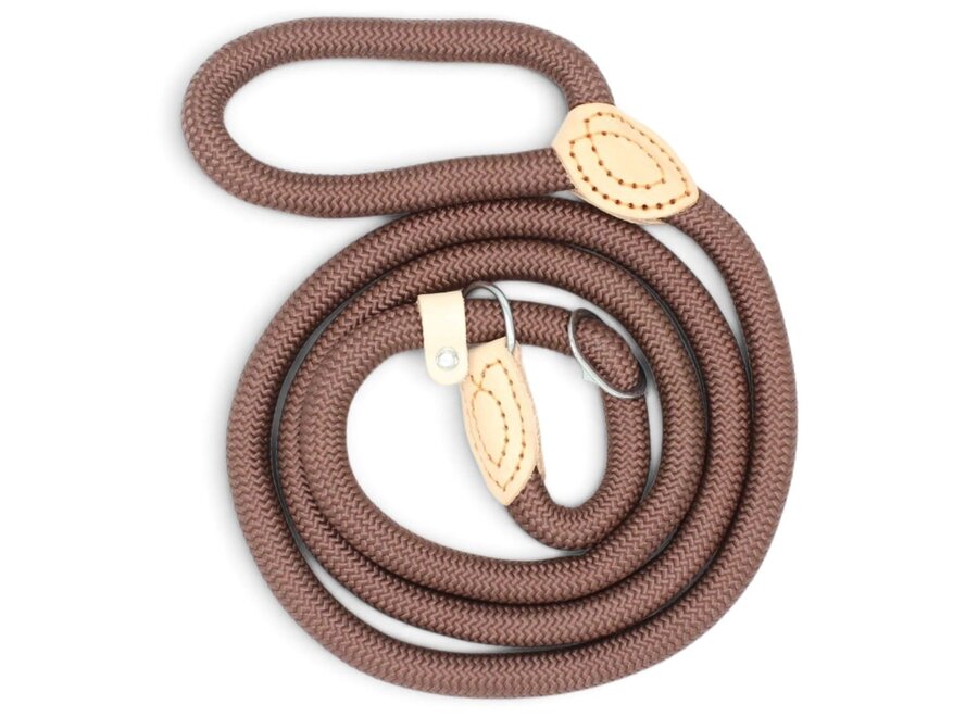 Nylon Retrieverlijn voor Honden | Rond Gevlochten Hondenlijn met Verstelbare Leren Stop | 1,5 of 1,8 meter | 14 of 16 mm | 7 Kleuren