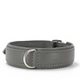 Exclusieve leren hondenhalsband grijs/zilver met nylon kern, 60 cm | 35 mm