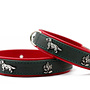 Halsband teckel 35, 40, 45cm / 24mm groen / rood / zilver
