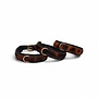 Mini leren hondenhalsband met luipaardprint in donkerbruin nappaleer, verstevigde nylon kern en handgeklonken beslag, verkrijgbaar in 27, 30 en 33 cm / 18mm