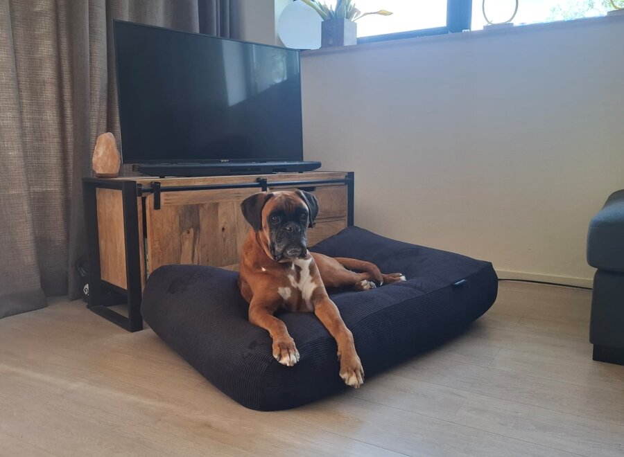 Hondenkussen zwart soft ribcord