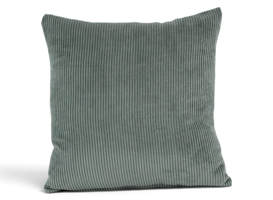 Sage green soft ribcord sierkussen 45x45 cm
