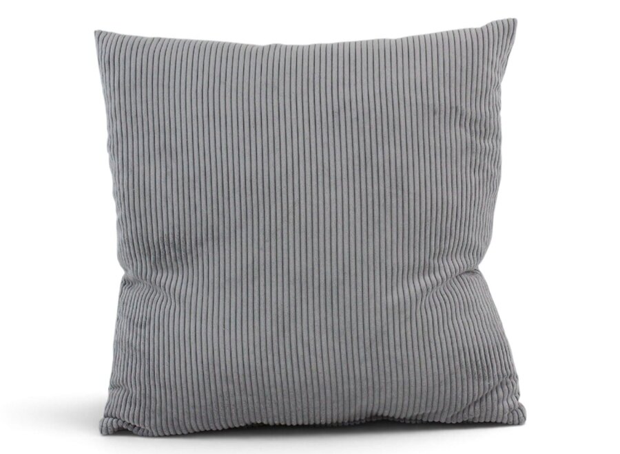 Sierkussen Soft Ribcord Muisgrijs 45x45 cm | Zacht grijs woonkussen met fijne ribstructuur voor bank, fauteuil en bed