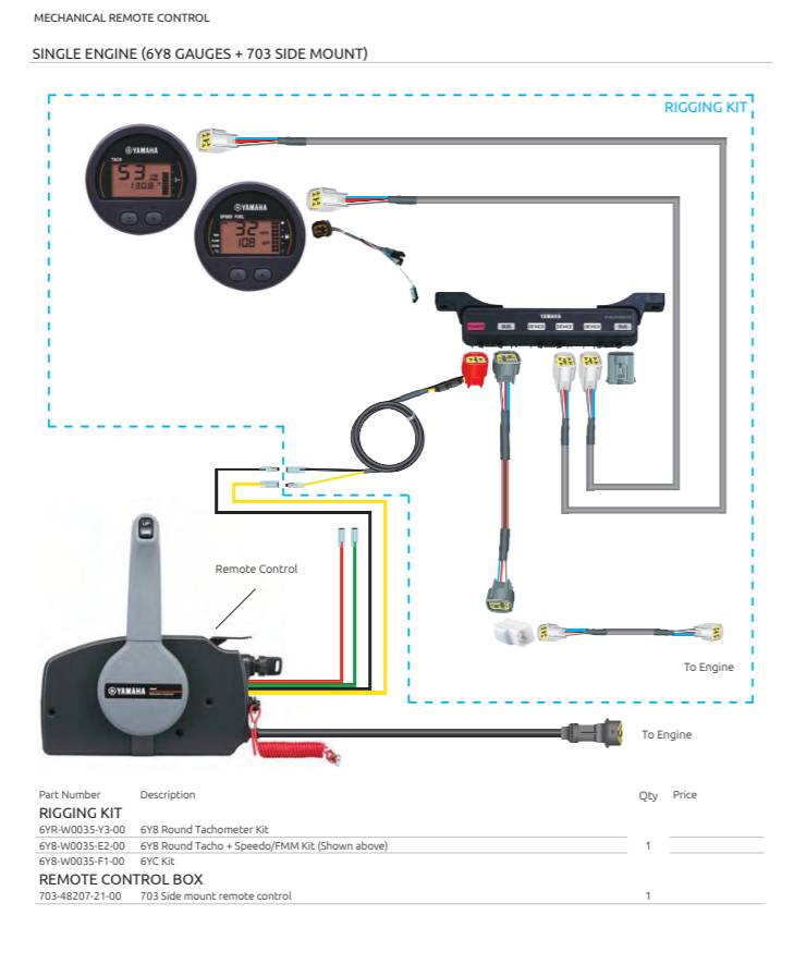 Yamaha Mechanical Remote Control Single Engine
