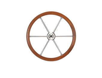 Ultraflex V85 stuurwiel rvs/teak 3-spaaks