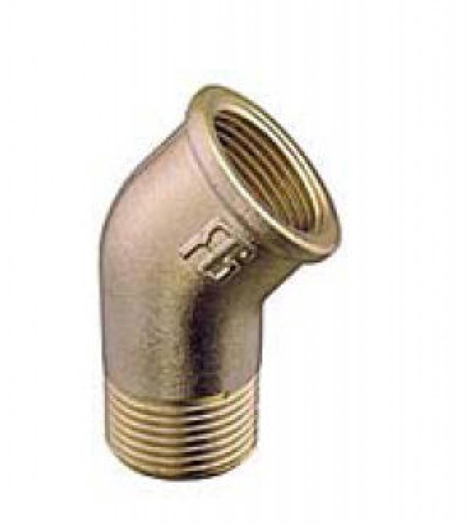  Messing bocht 45 binnen/buitendraad