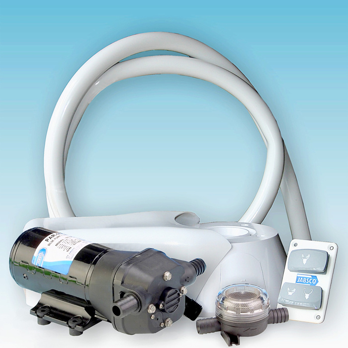 Jabsco Ombouwset stil elektrisch toilet met spoelwaterpomp