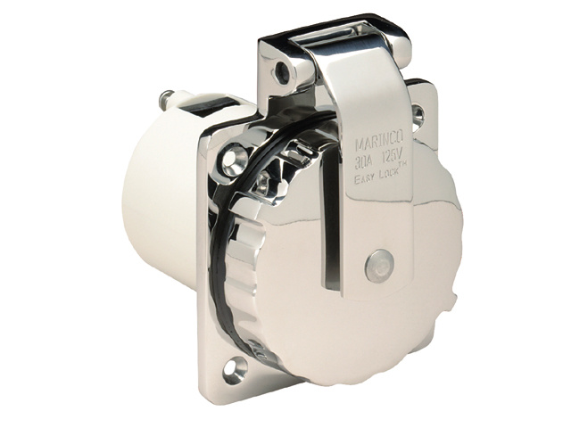 Marinco 125V Easy Lock Inlet SS with Enclosure