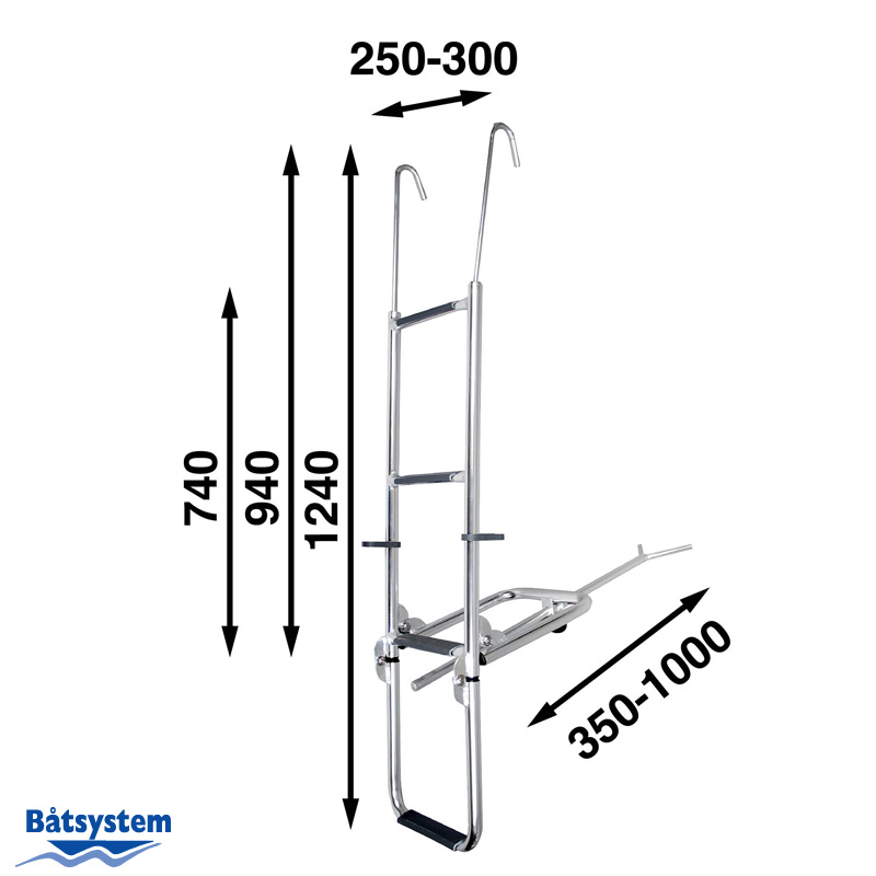 Båtsystem ladder aluminium 4 treden 1240MM, foto 2 van 2