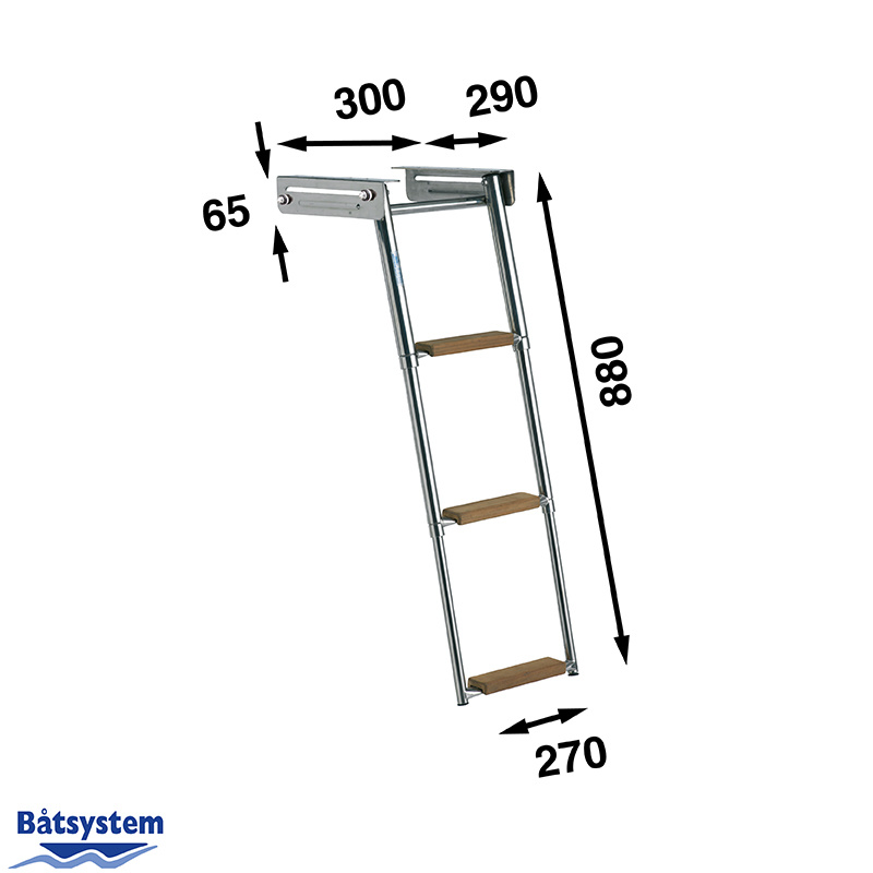 Båtsystem ladder rvs 3 treden teak, foto 2 van 2