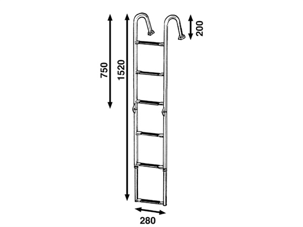 Båtsystem opklapbare ladder 6 treden RVS, foto 2 van 3