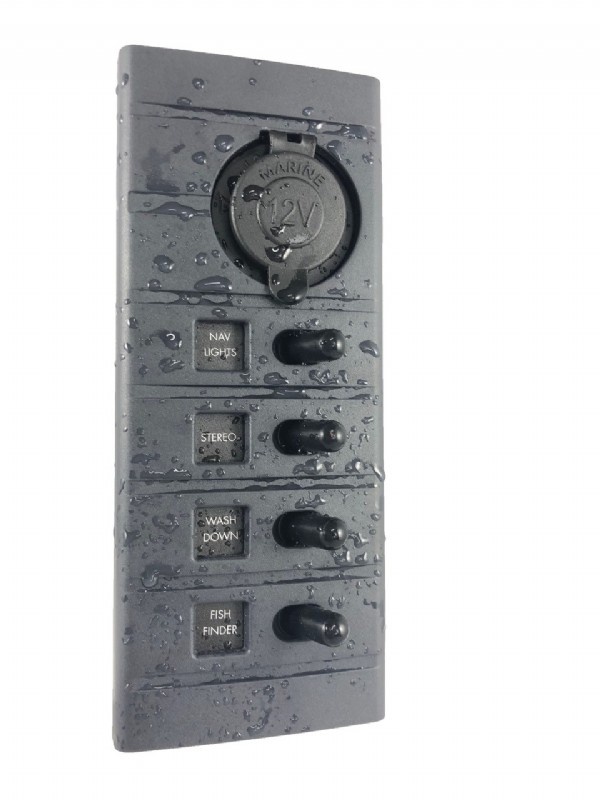 Connex Schakelpaneel 4 schakelaars met 12V stopcontact