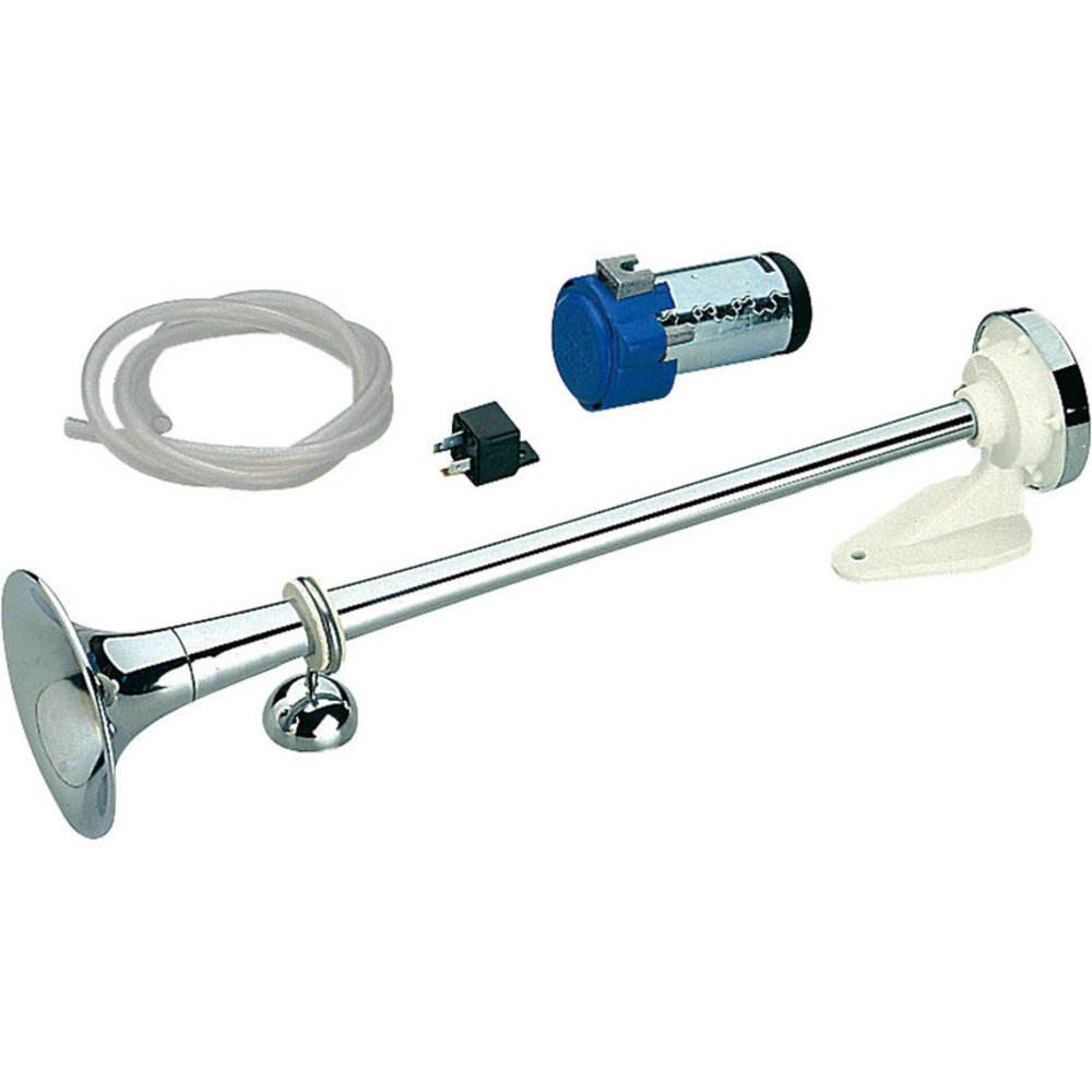 Eagle Truck Horn, 74 cm, bootfanfare met 24 volt compressor, metaal, chroom, scheepshoorn, misthoorn Eagle Truck Horn, 74 cm, bootfanfare met 24 volt compressor, metaal, chroom, scheepshoorn, misthoorn