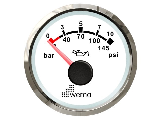 Wema Silver serie oliedruk 10 bar meter NMEA2000