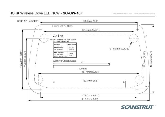 Scanstrut ROKK 3 Coil Cove oplader met LED verlichting 15W (12/24V)