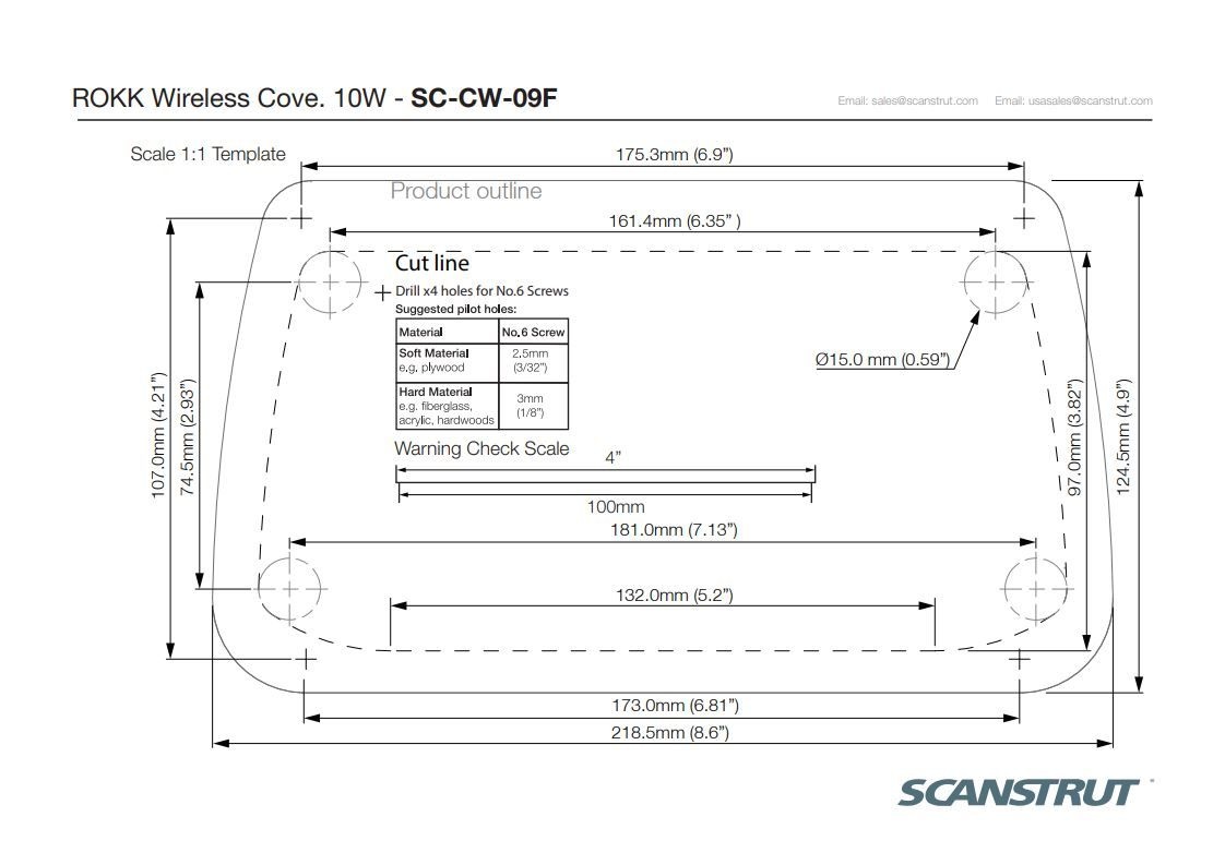 Scanstrut ROKK 3 Coil Cove oplader 15W (12/24V)