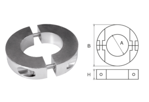 Allpa Aluminium Anode voor Ø45mm-as ringvormig/dun