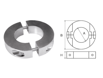 Allpa Aluminium Anode voor Ø45mm-as ringvormig/dun