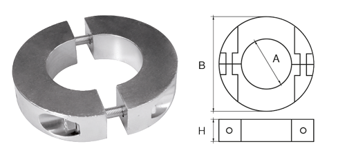 Allpa Aluminium Anode voor Ø45mm-as ringvormig/dun