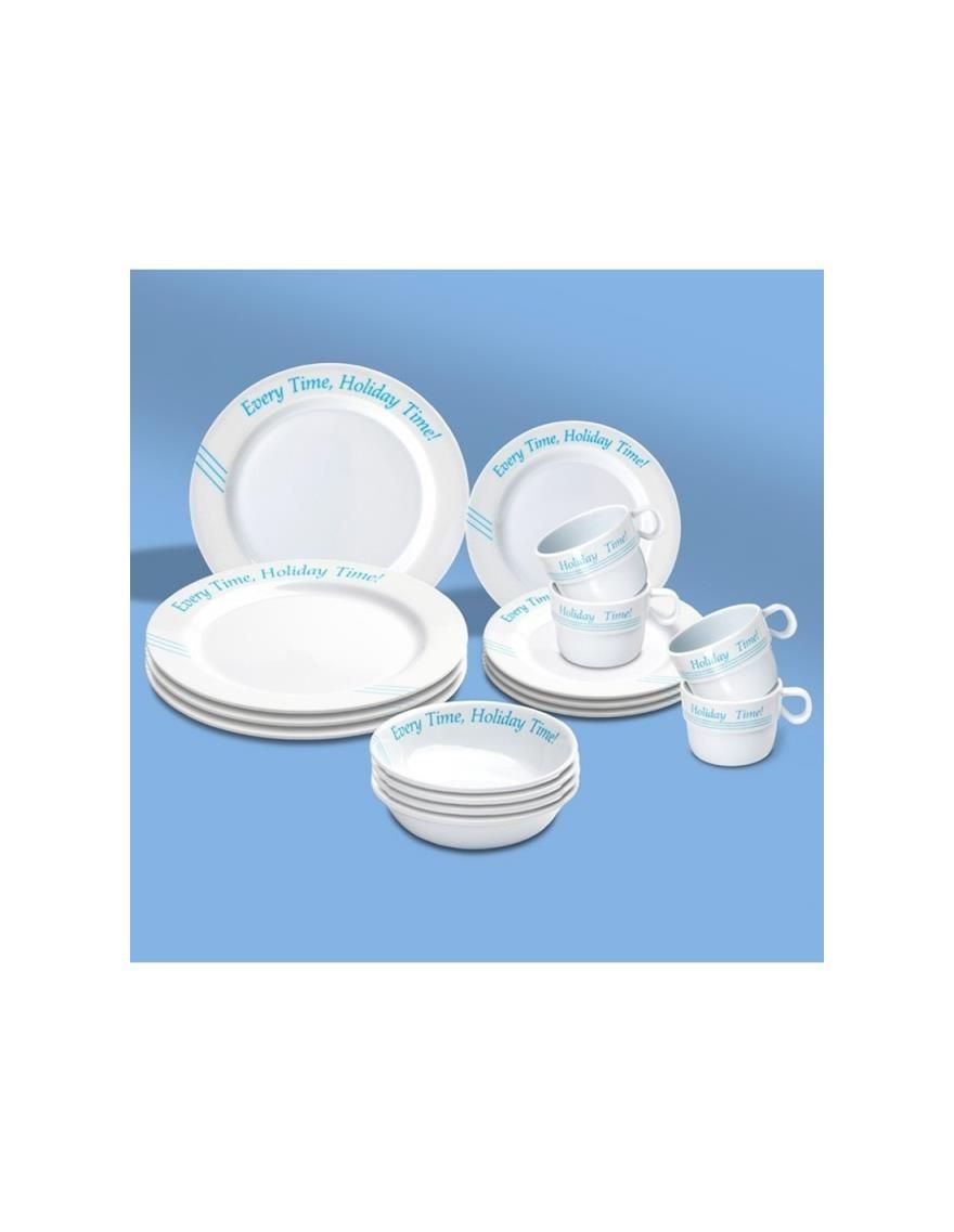 Trend Marine Serviesset melamine voor 6 Personen (Opdruk: Every Time, Holiday Time)
