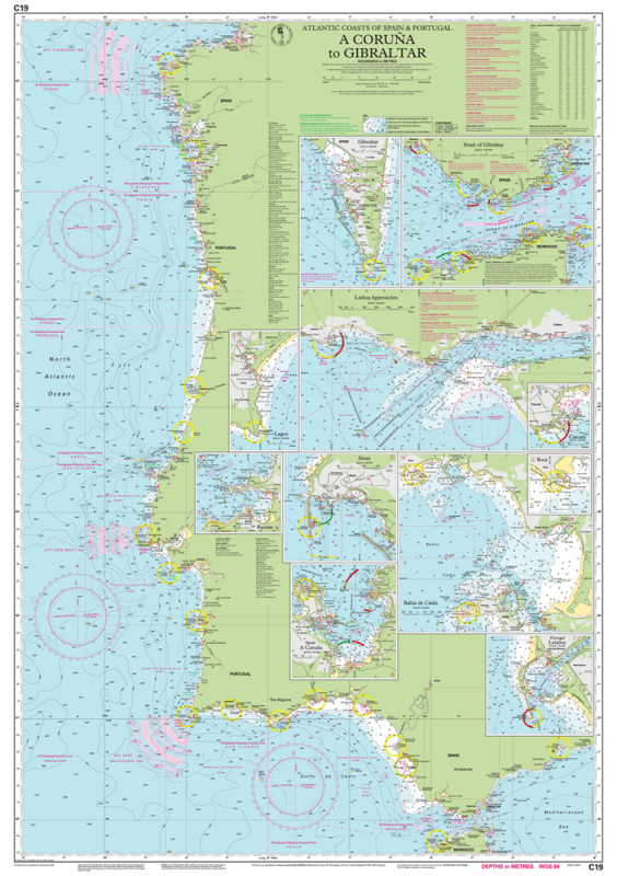 Imray Chart C 19 - Cabo Finisterre to Gibraltar Passage Chart