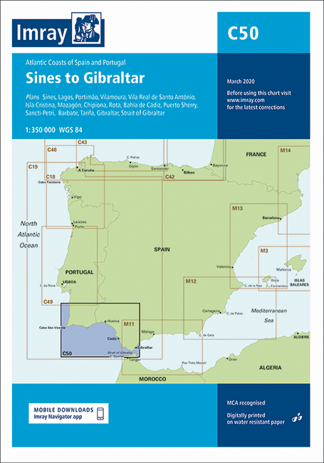 Imray Chart C50 Sines to Gibraltar