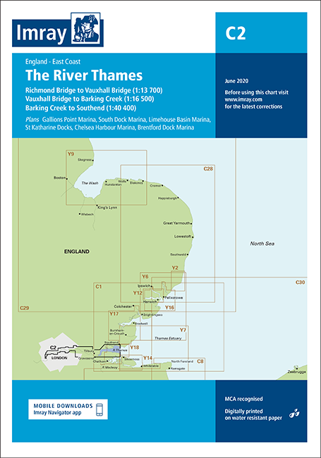 Imray Chart C2 The River Thames Teddington to Southend