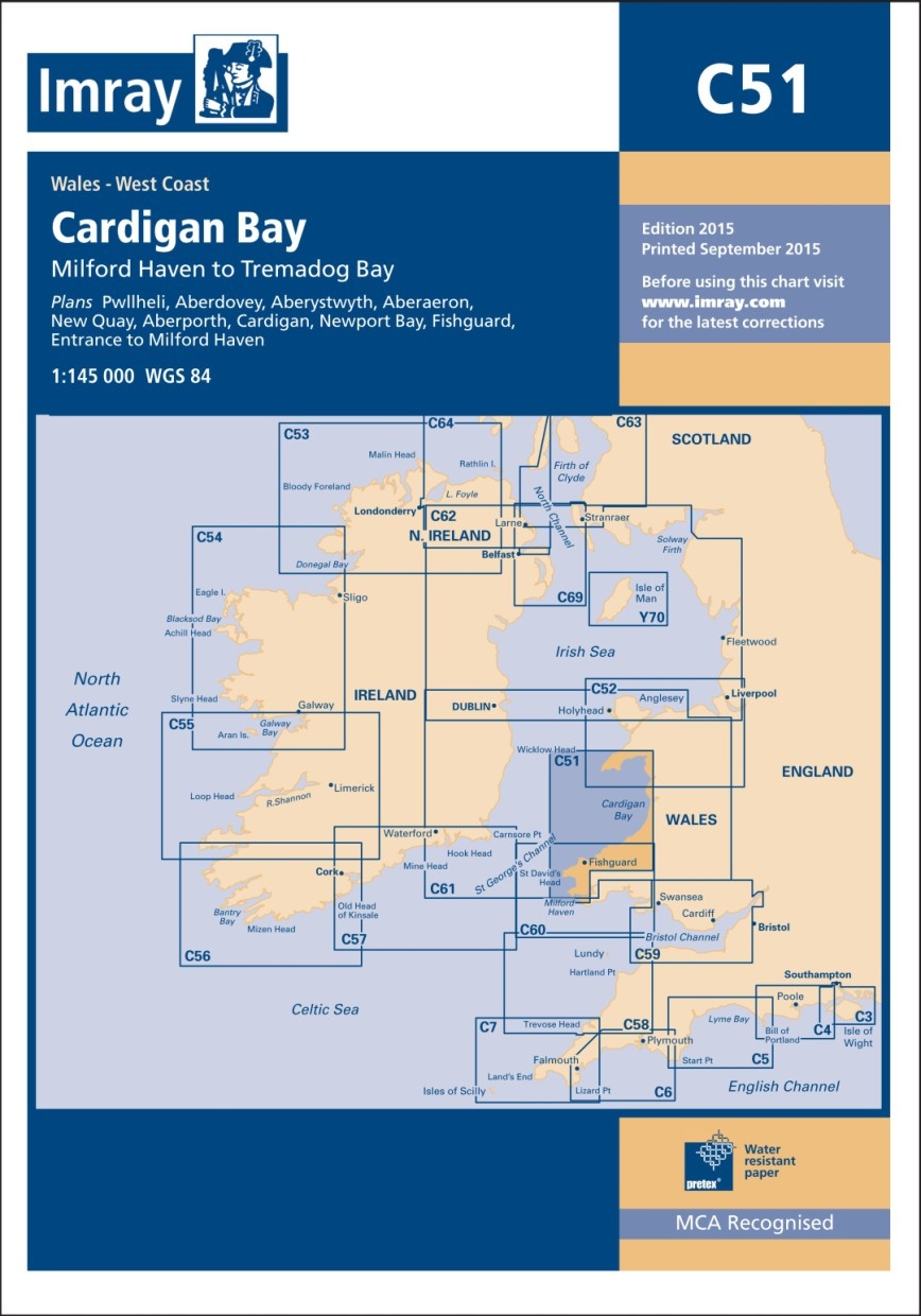Imray Chart C51 Cardigan Bay Milford Haven to Tremadog Bay