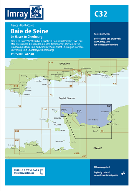 Imray Chart C32 Baie de Seine Le Havre to Cherbourg