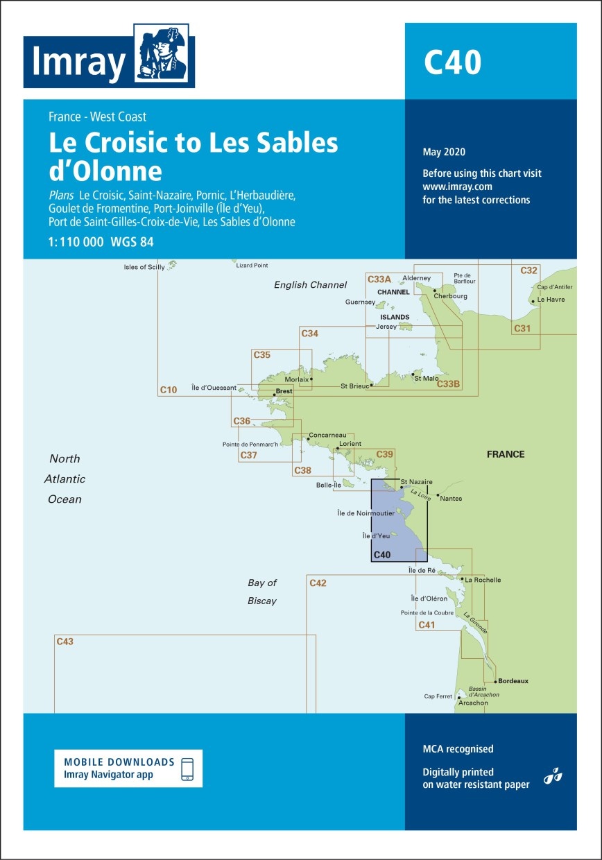 Imray Chart C40 Le Croisic to Les Sables d’Olonne