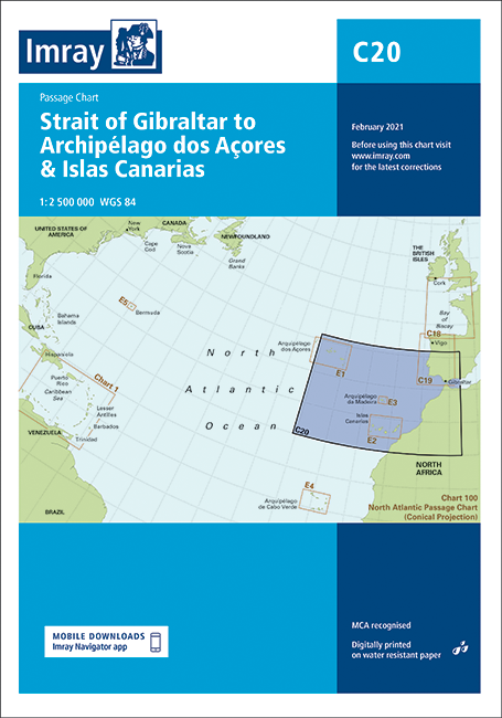 Imray Chart C20 Strait of Gibraltar to Arquipelago dos Açores and Islas Canaries