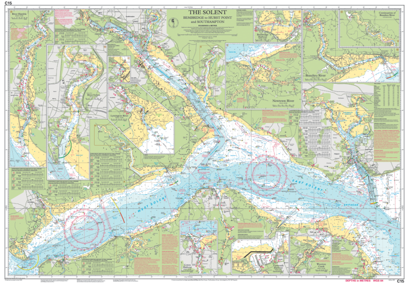 Imray Chart C15 The Solent Bembridge to Hurst Point and Southampton, foto 2 van 2