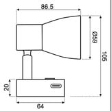 Talamex LED wandlamp dimbaar met USB-C snellader