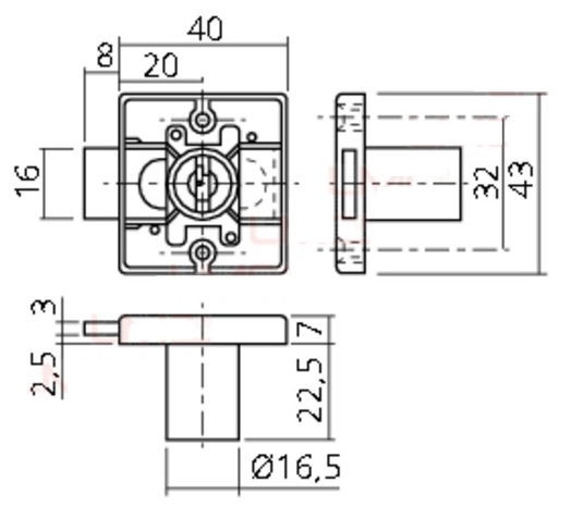 BW Opschroefslot gelijksluitend links 22 mm