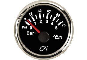 CN Oliedrukmeter 0-5 bar Zwart Chroom