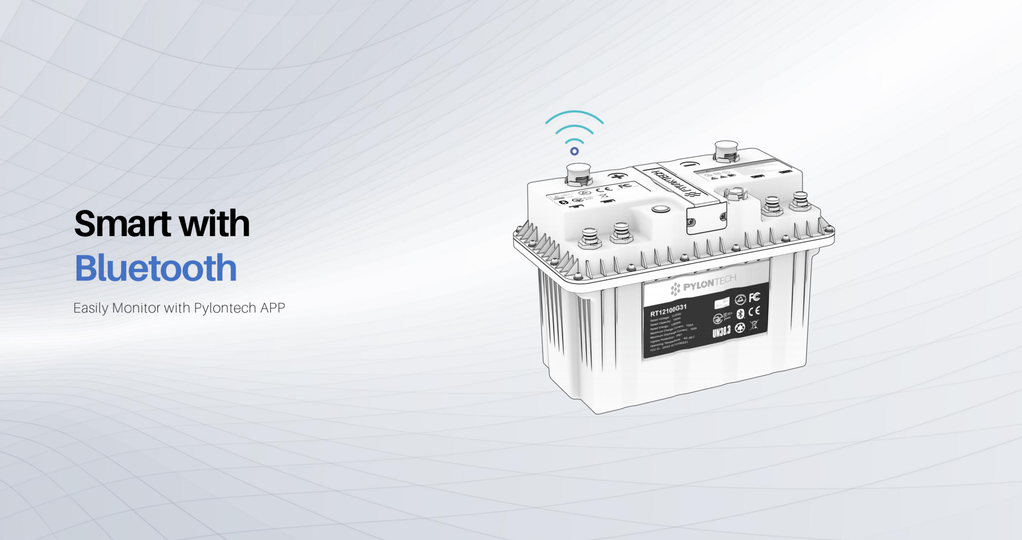 Pylontech 12.8V 100Ah 1280Wh Lithium Iron Phosphate (LiFePO4) IP67