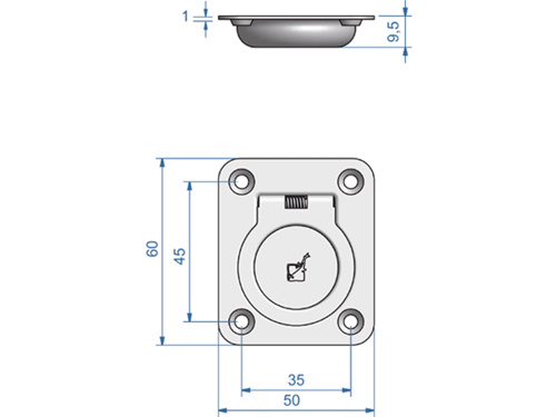 Roca RVS Luikring met veer 50 x 60, foto 2 van 2
