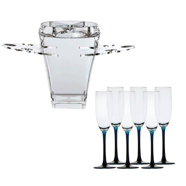 Marine Business Party set Champagnekoeler + Blue Champagne glazen