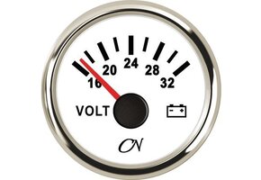 CN Voltmeter 16-32V - analoog Wit Chroom