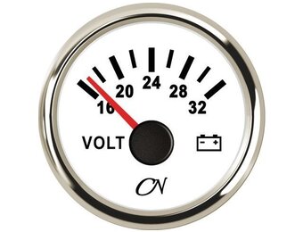 CN Voltmeter 16-32V - analoog Wit Chroom