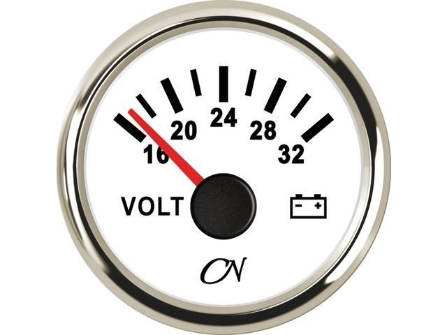 CN Voltmeter 16-32V - analoog Wit Chroom