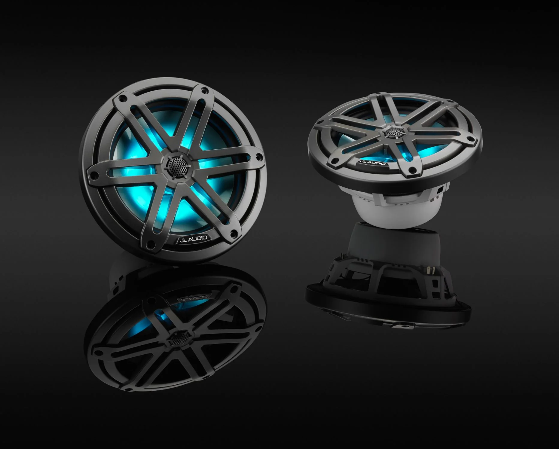 JL Audio M3 Speakerset met LED verlichting (7.7 inch/ 70W) Sport Metallic grijze grill