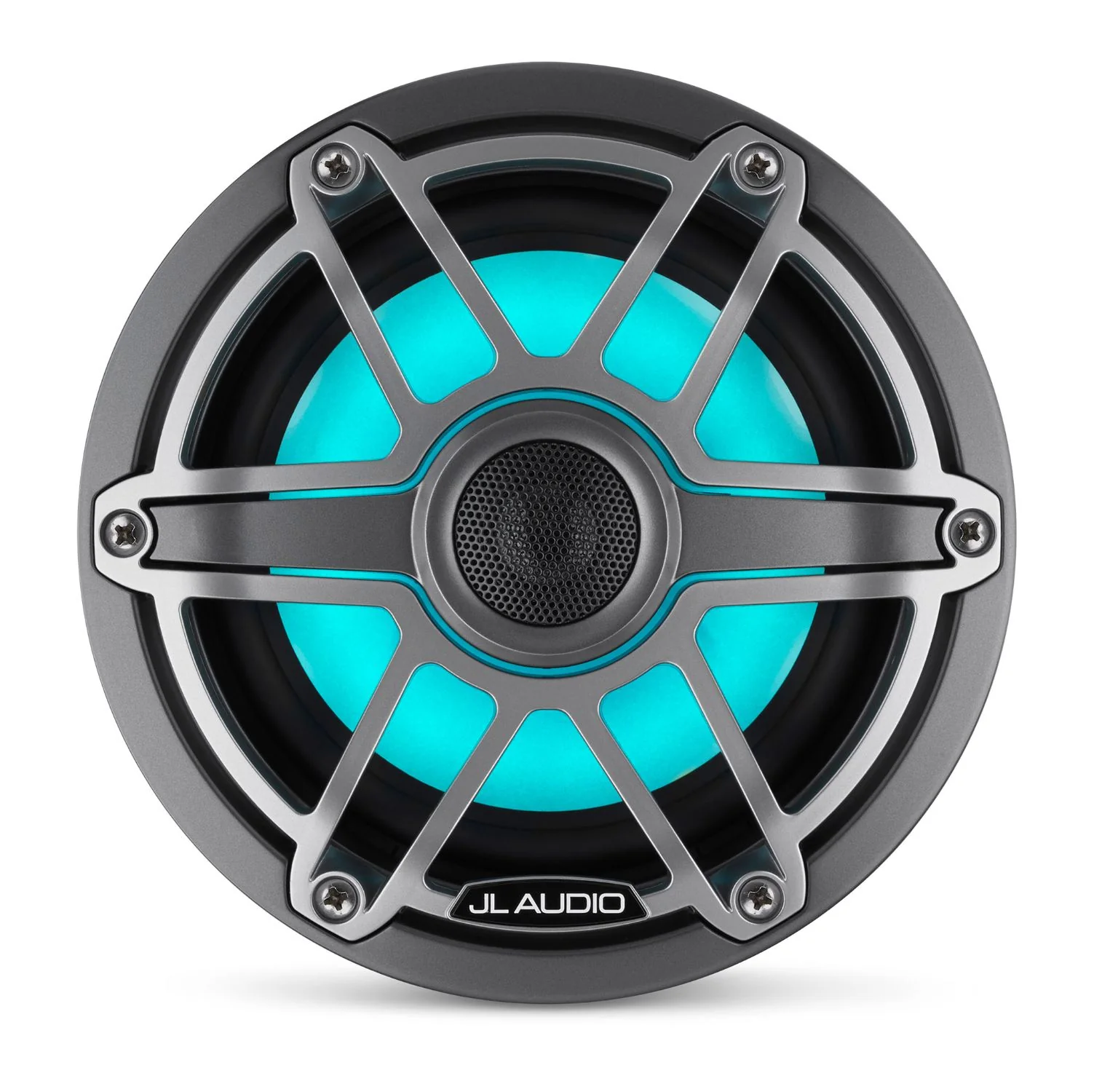 JL Audio M6 Speakerset met LED verlichting (6.5 inch/ 75W) Sport Metallic Grijze rand en titanium sport grill